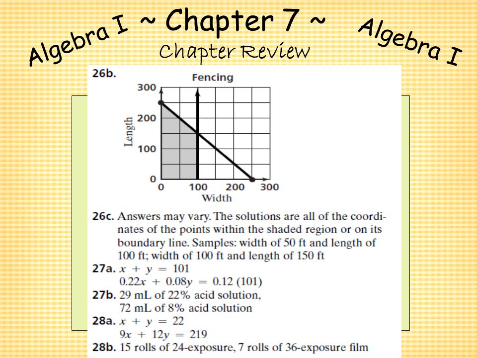 ~ Chapter 7 ~ Algebra I Algebra I Chapter Review