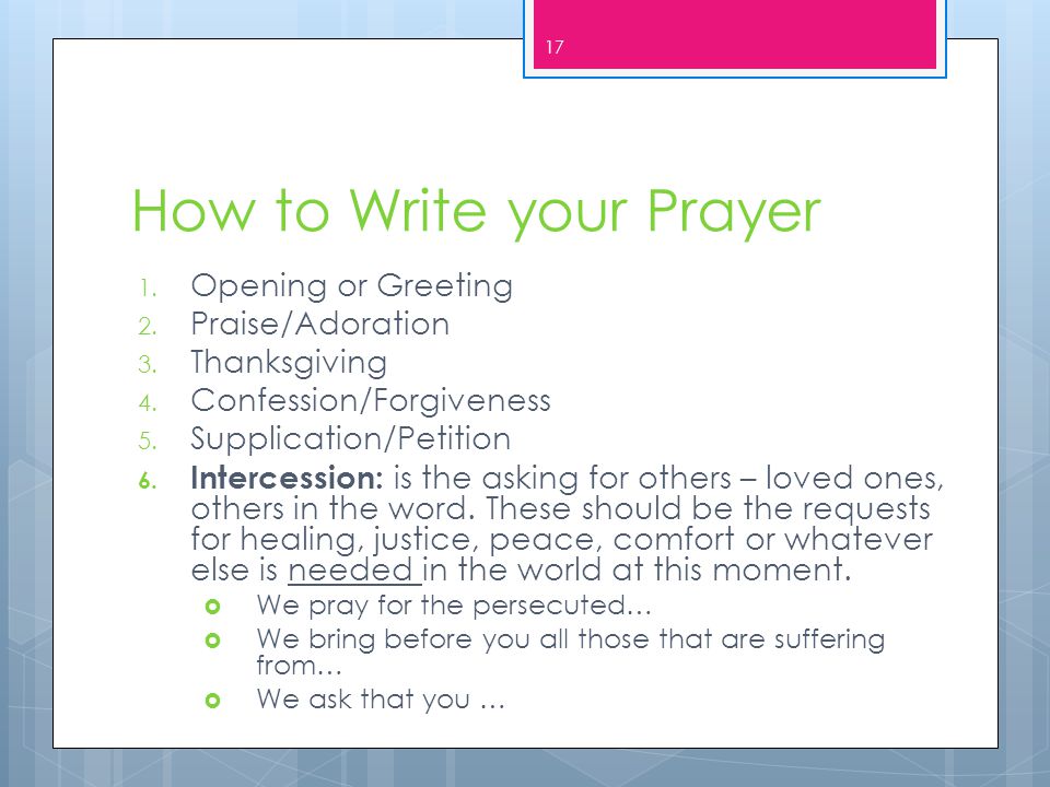 How to Write your Prayer