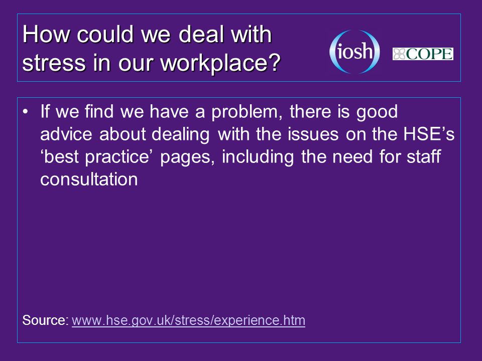 How could we deal with stress in our workplace