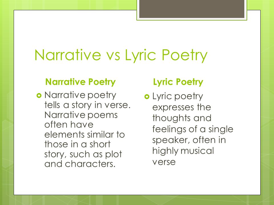 Narrative vs Lyric Poetry