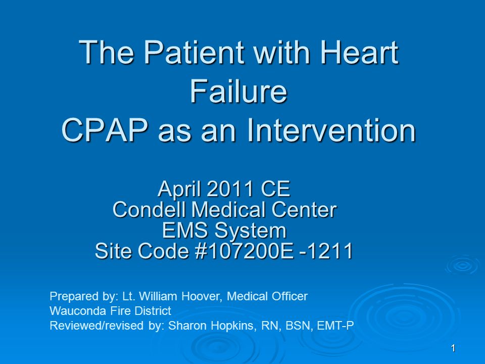 The Patient with Heart Failure CPAP as an Intervention