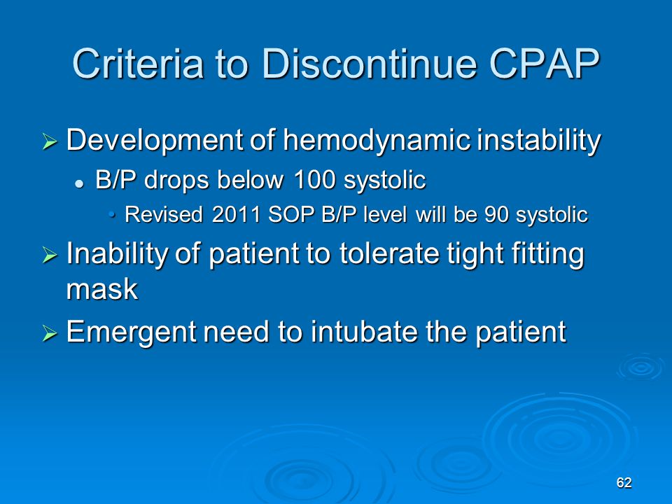 Criteria to Discontinue CPAP