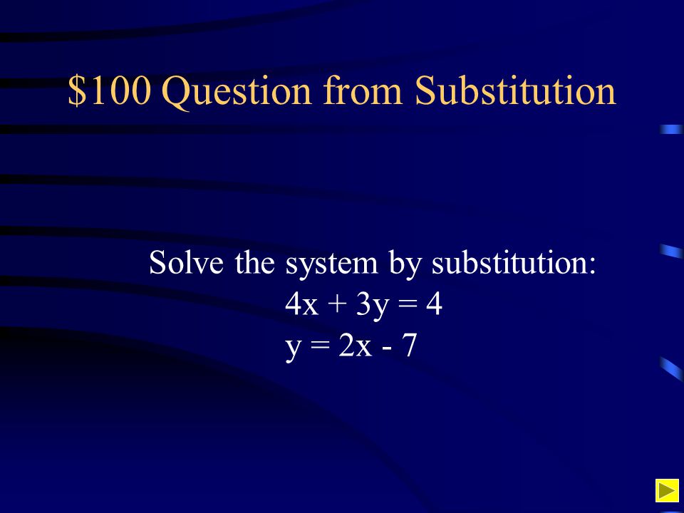 $100 Question from Substitution