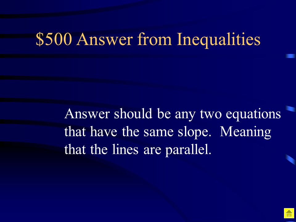 $500 Answer from Inequalities