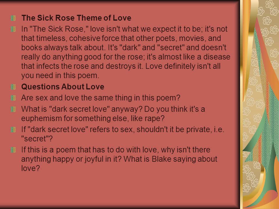 To begin the study and analysis of Blake's 'The Sick Rose' - ppt video  online download