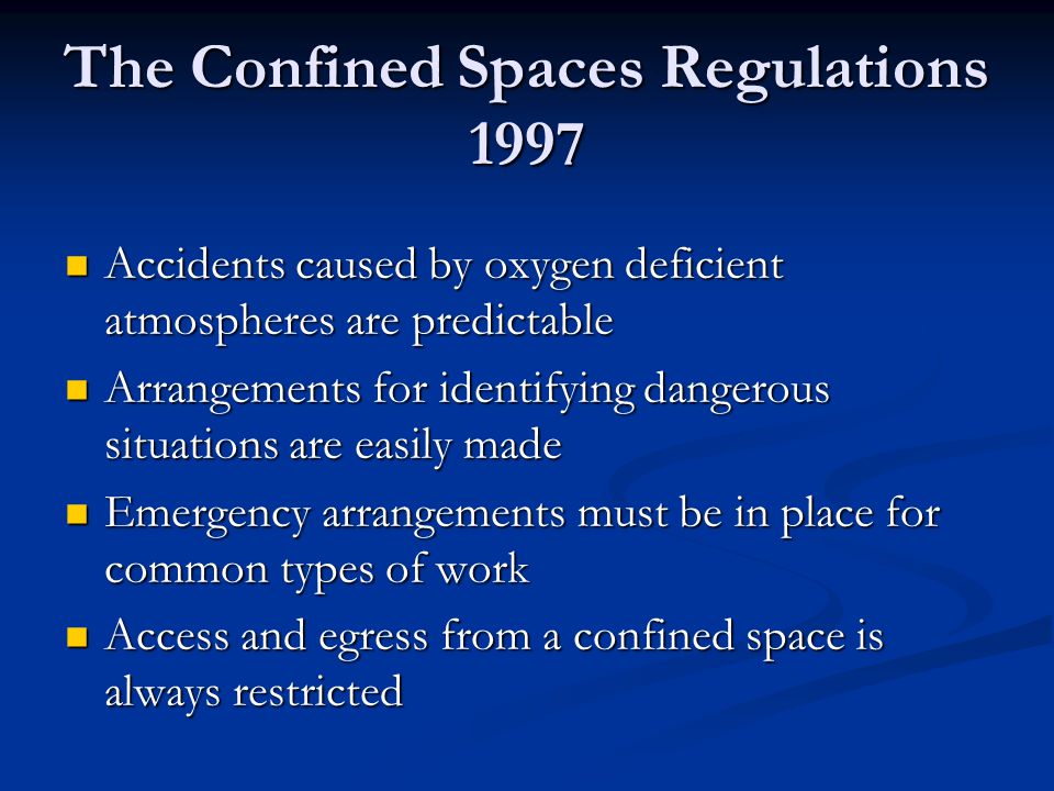 The Confined Spaces Regulations 1997
