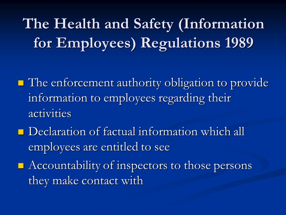 The Health and Safety (Information for Employees) Regulations 1989