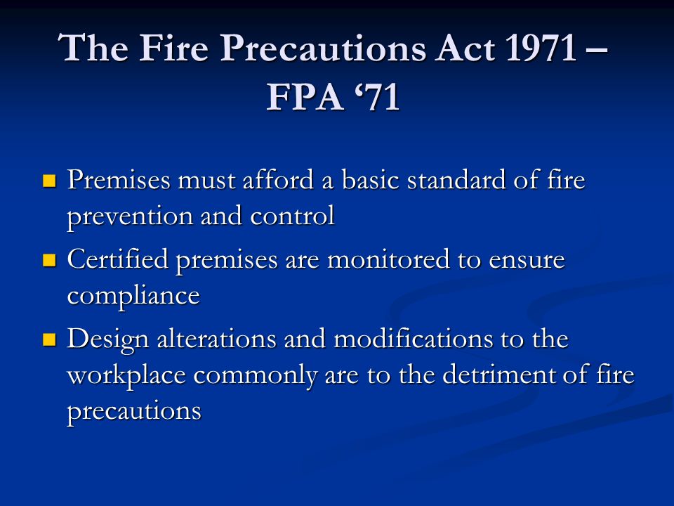 The Fire Precautions Act 1971 – FPA ‘71