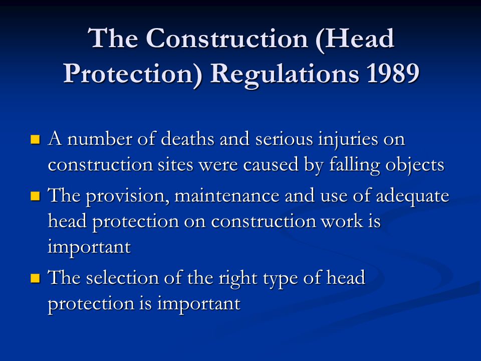 The Construction (Head Protection) Regulations 1989