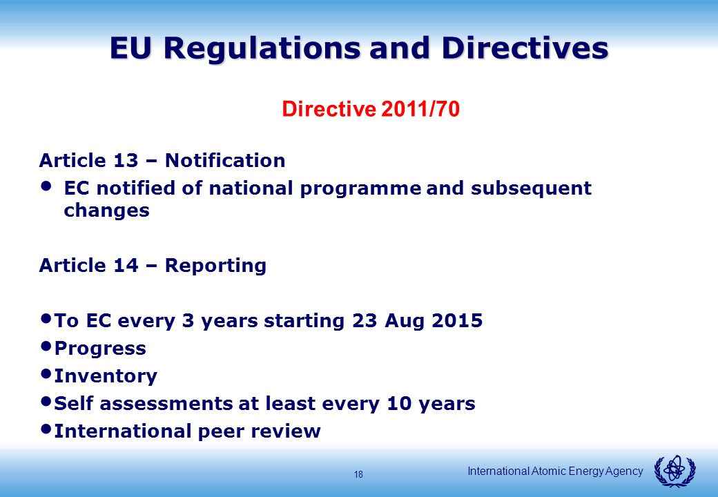 THE EU DIRECTIVES RELATED TO RADIOACTIVE WASTE AND SPENT NUCLEAR FUEL ...