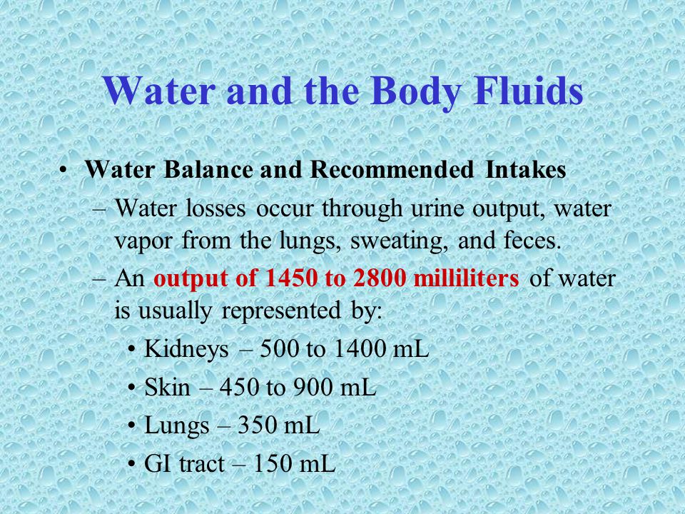 Water and the Body Fluids