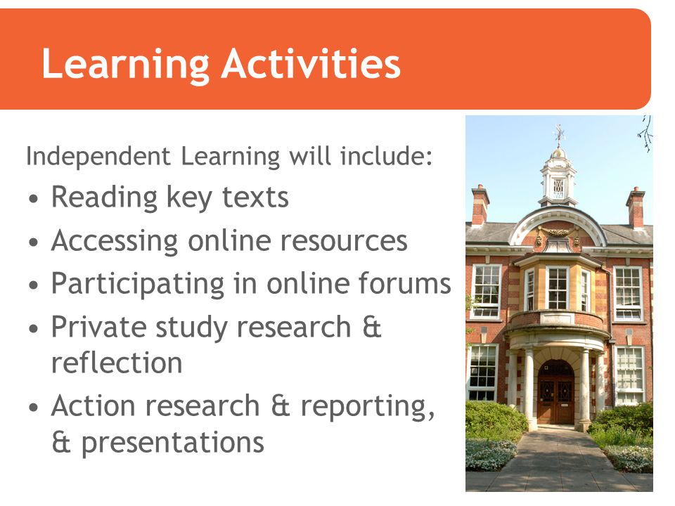 Learning Activities Reading key texts Accessing online resources