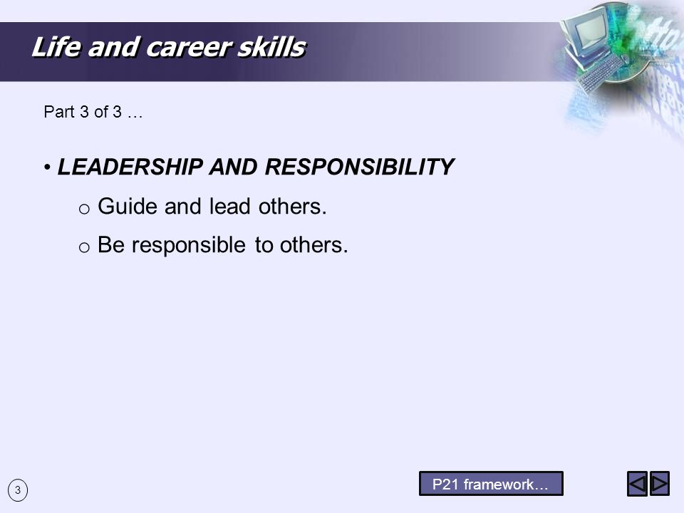 Life and career skills LEADERSHIP AND RESPONSIBILITY