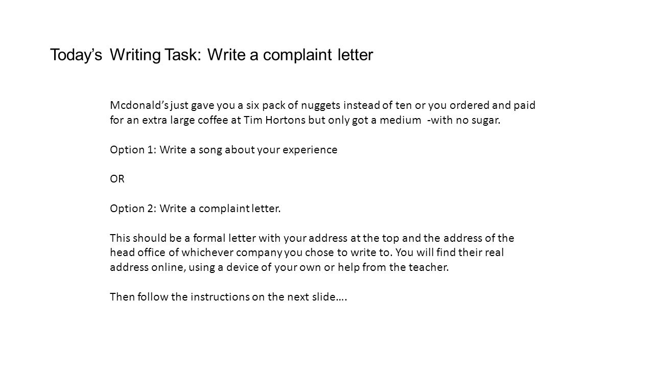 Write a letter task