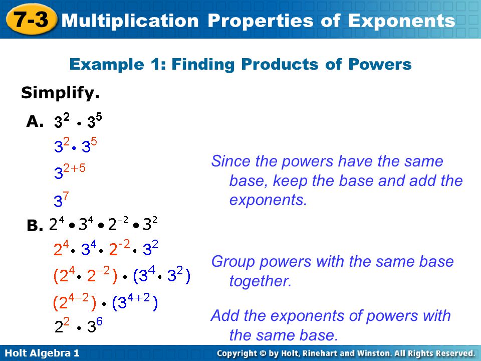 Example 1: Finding Products of Powers