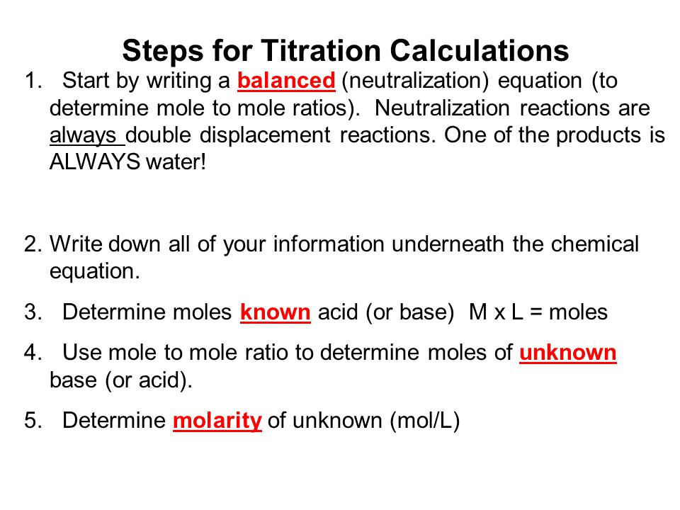 Steps for Titration Calculations