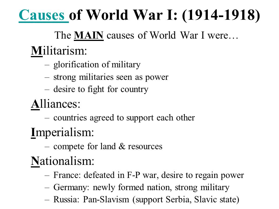 Causes Of Ww1 Chart