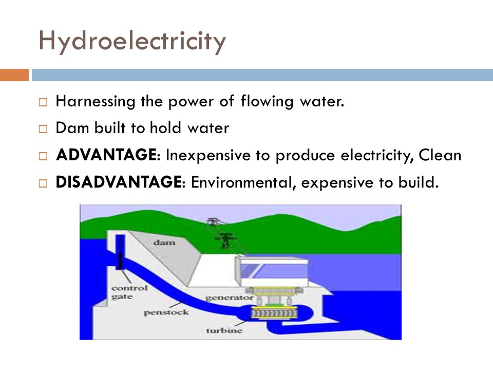 Hydroelectricity Harnessing the power of flowing water.