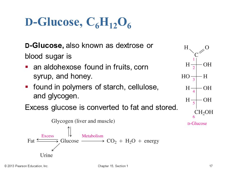 D-Glucose, C6H12O6 blood sugar is