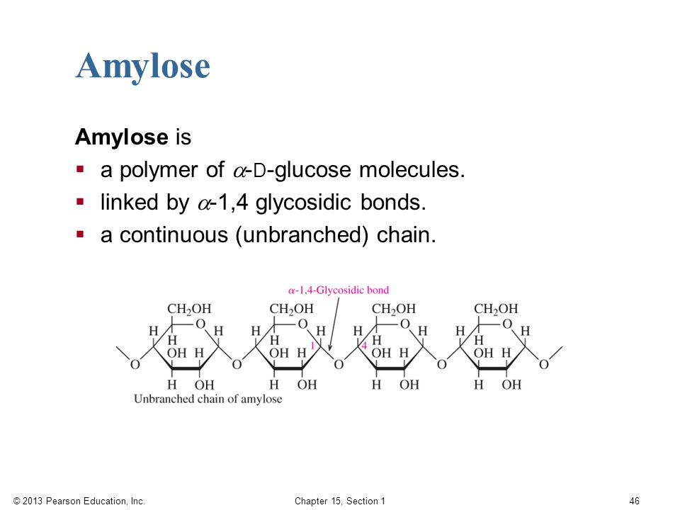 Amylose Amylose is a polymer of -D-glucose molecules.