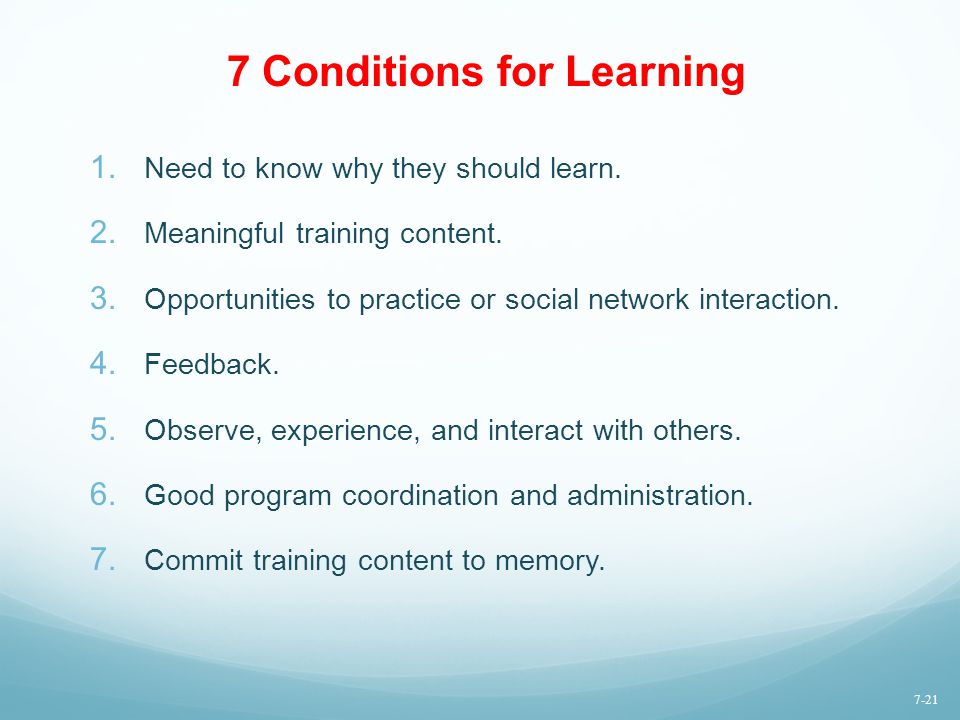 7 Conditions for Learning