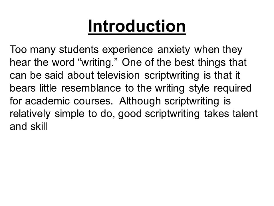 An Introduction to Script Writing