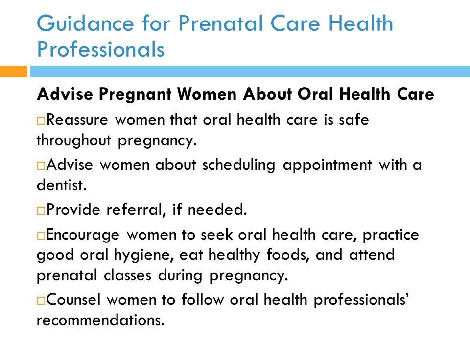 Guidance for Prenatal Care Health Professionals