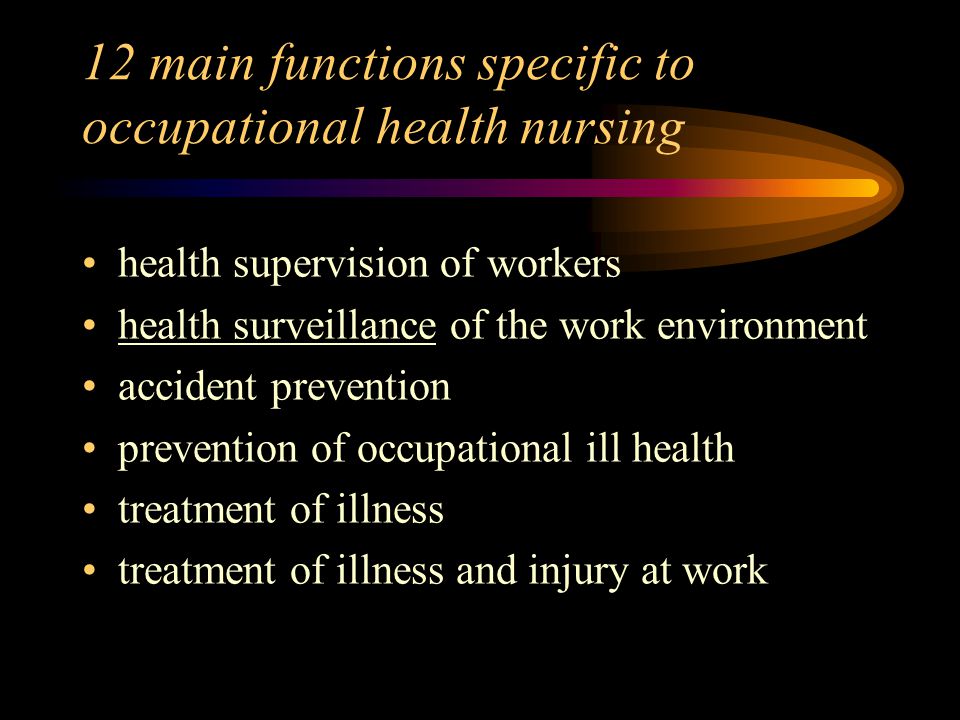 12 main functions specific to occupational health nursing
