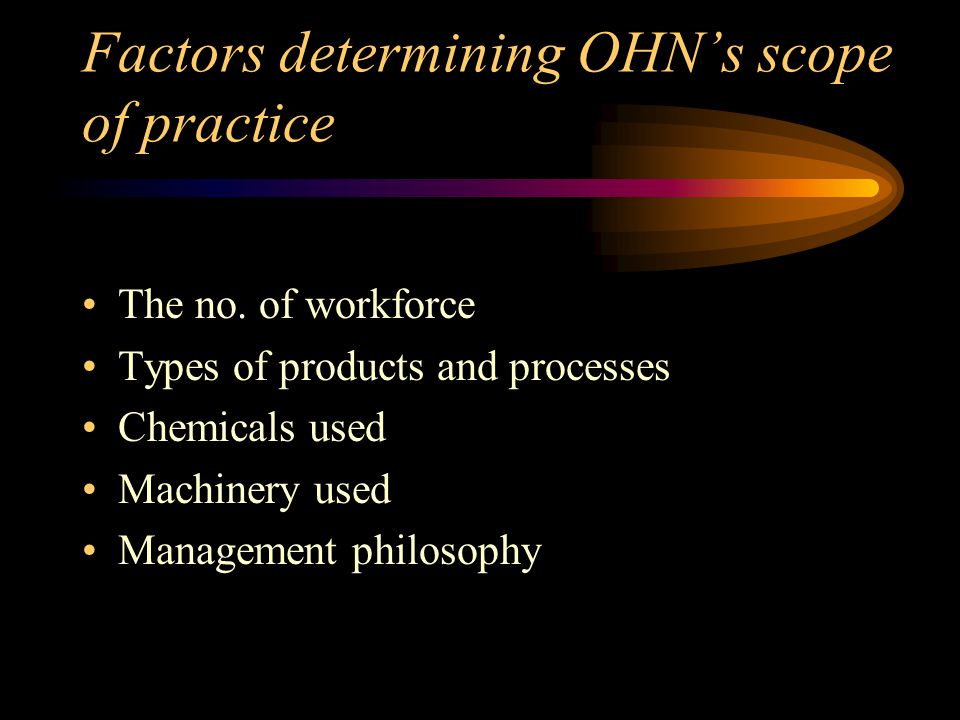 Factors determining OHN’s scope of practice