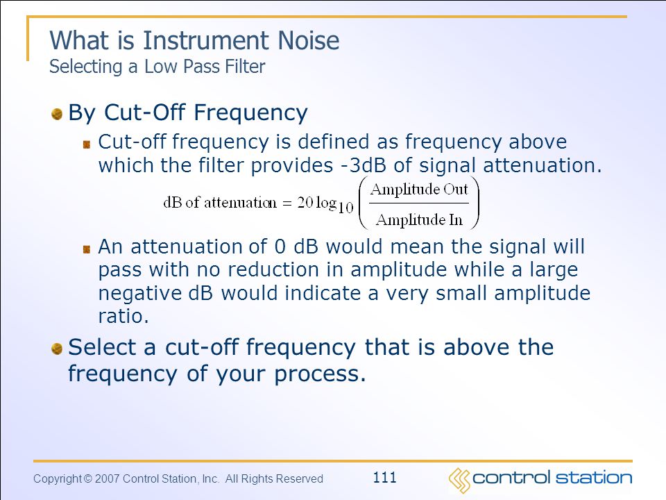 What is Instrument Noise Selecting a Low Pass Filter