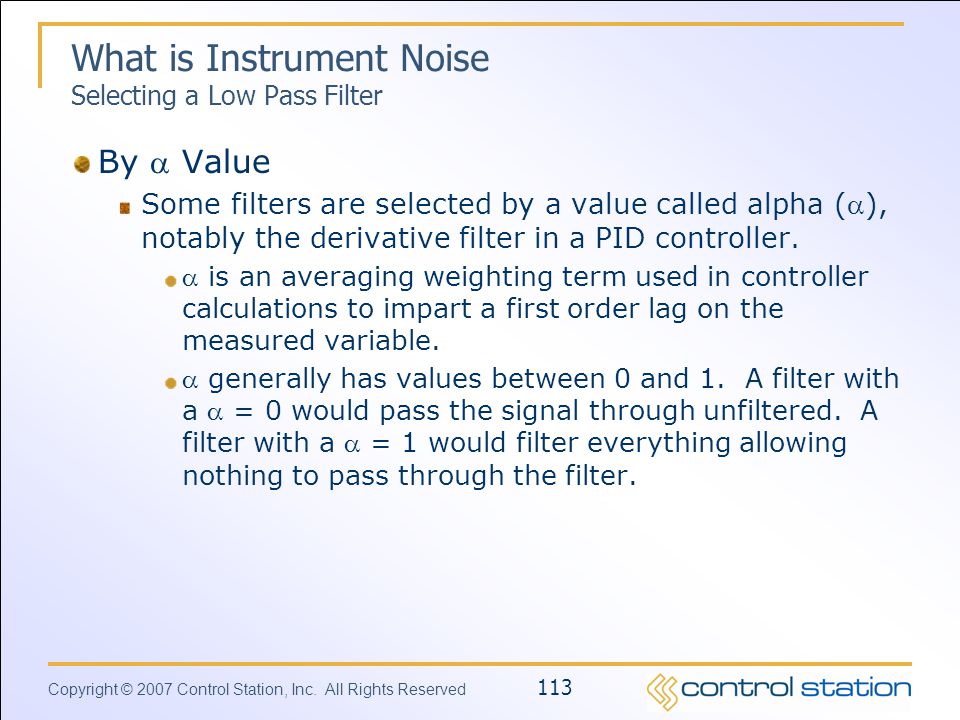 What is Instrument Noise Selecting a Low Pass Filter
