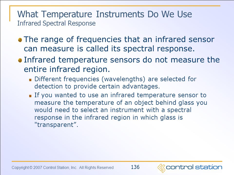 What Temperature Instruments Do We Use Infrared Spectral Response