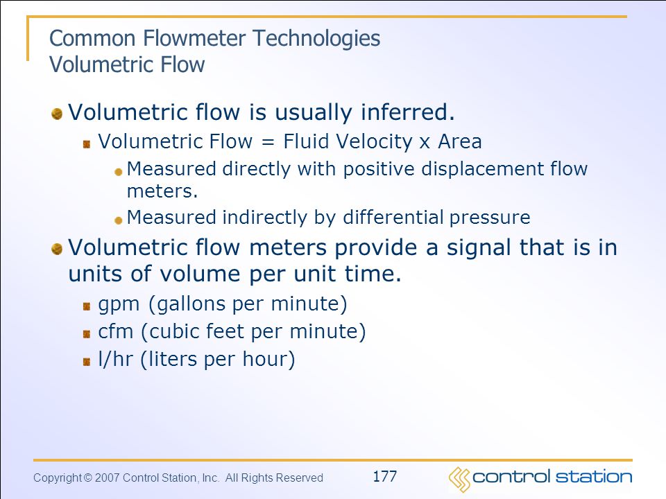 Common Flowmeter Technologies Volumetric Flow