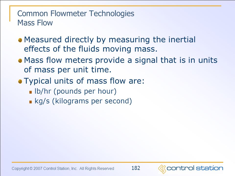 Common Flowmeter Technologies Mass Flow