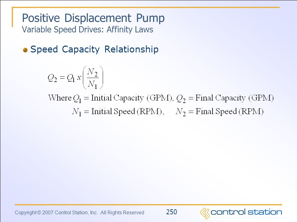 Positive Displacement Pump Variable Speed Drives: Affinity Laws