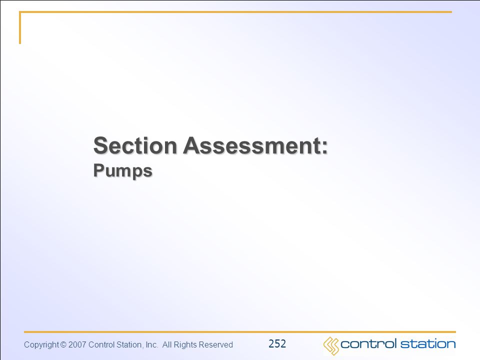 Section Assessment: Pumps