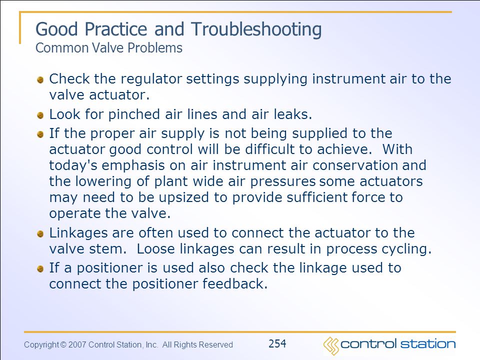 Good Practice and Troubleshooting Common Valve Problems