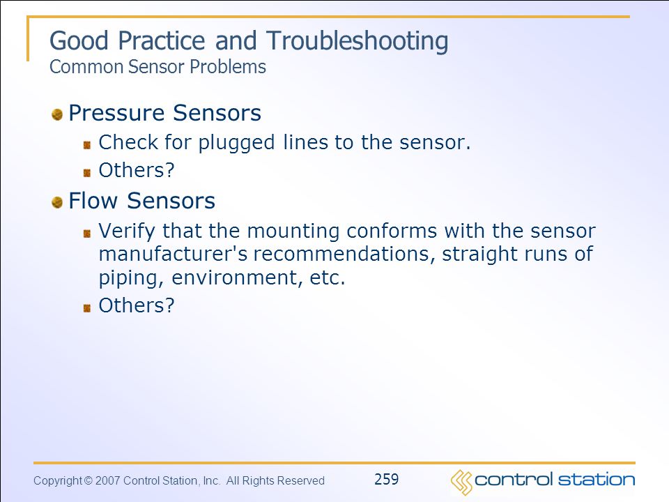 Good Practice and Troubleshooting Common Sensor Problems