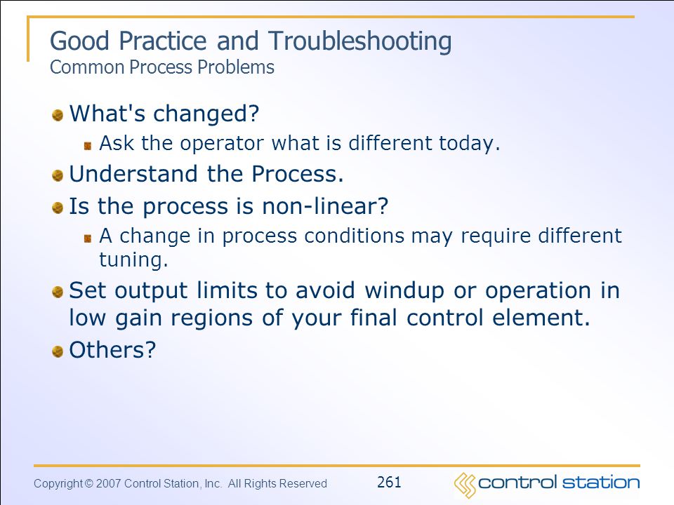 Good Practice and Troubleshooting Common Process Problems