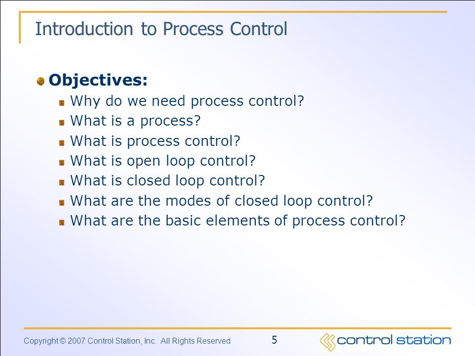 Introduction to Process Control