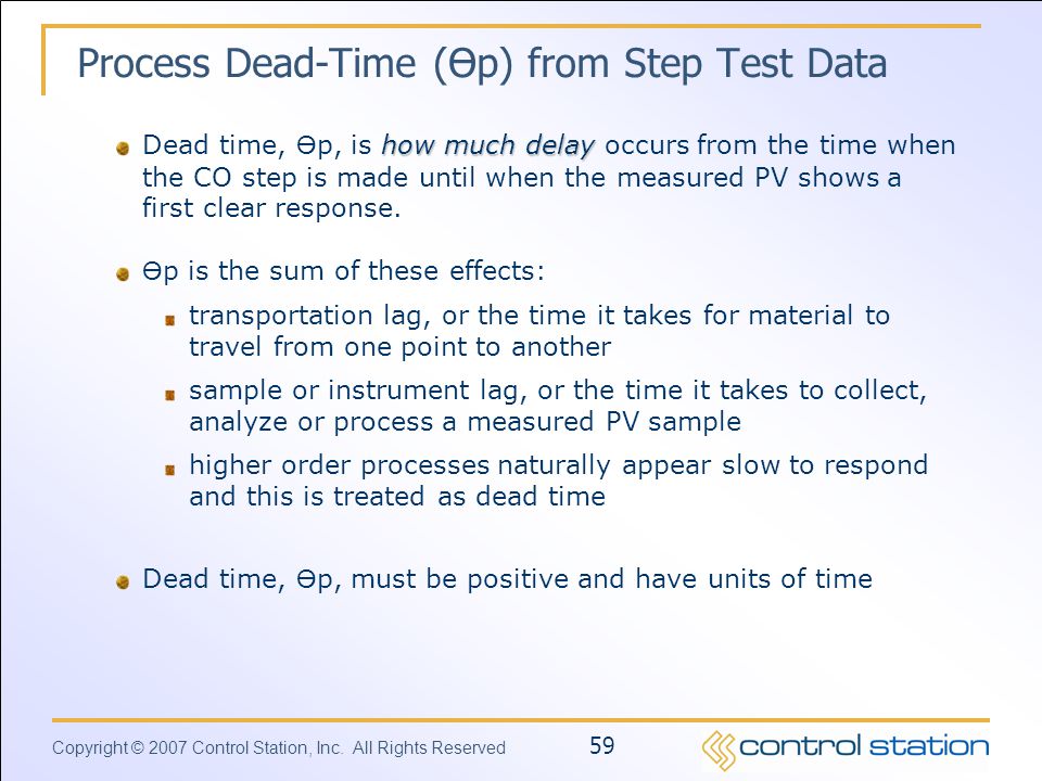 Process Dead-Time (Өp) from Step Test Data