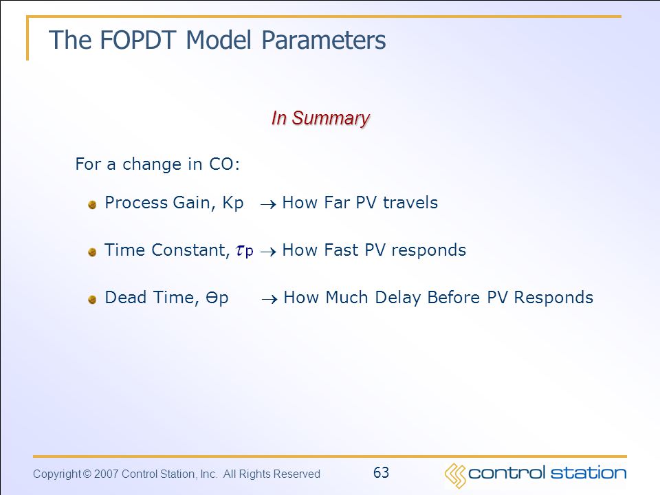 The FOPDT Model Parameters