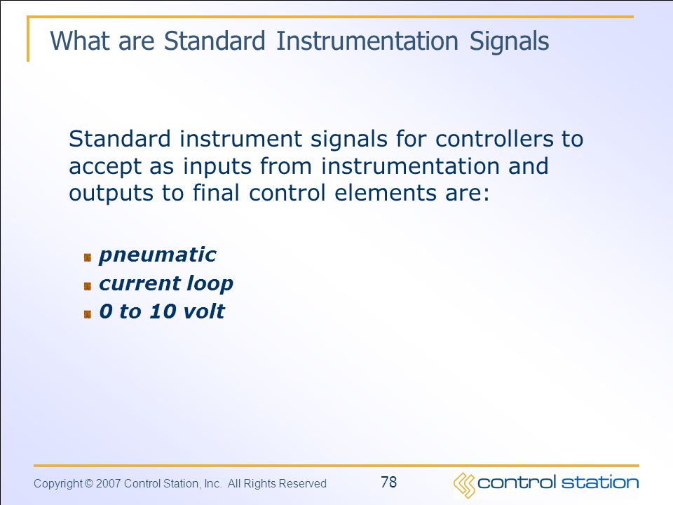 What are Standard Instrumentation Signals