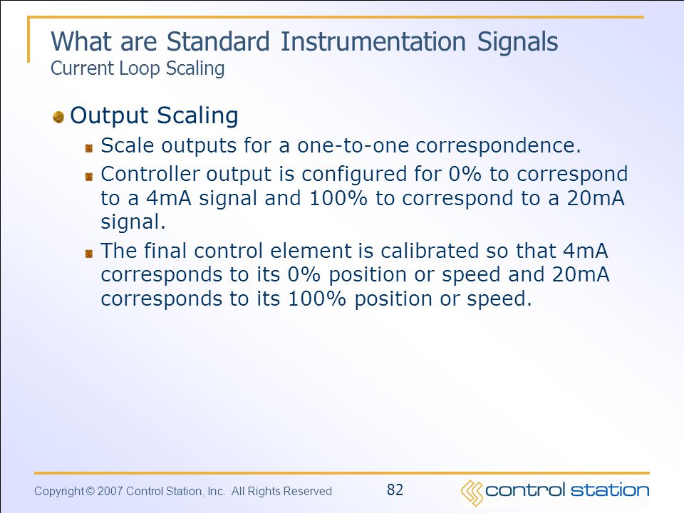What are Standard Instrumentation Signals Current Loop Scaling