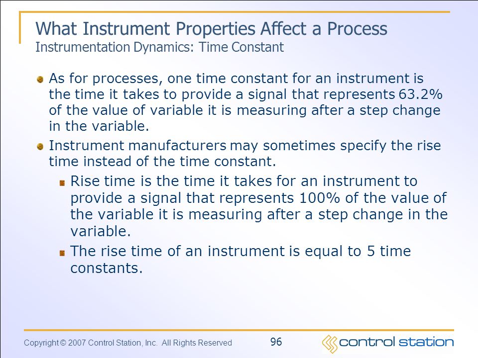 What Instrument Properties Affect a Process Instrumentation Dynamics: Time Constant