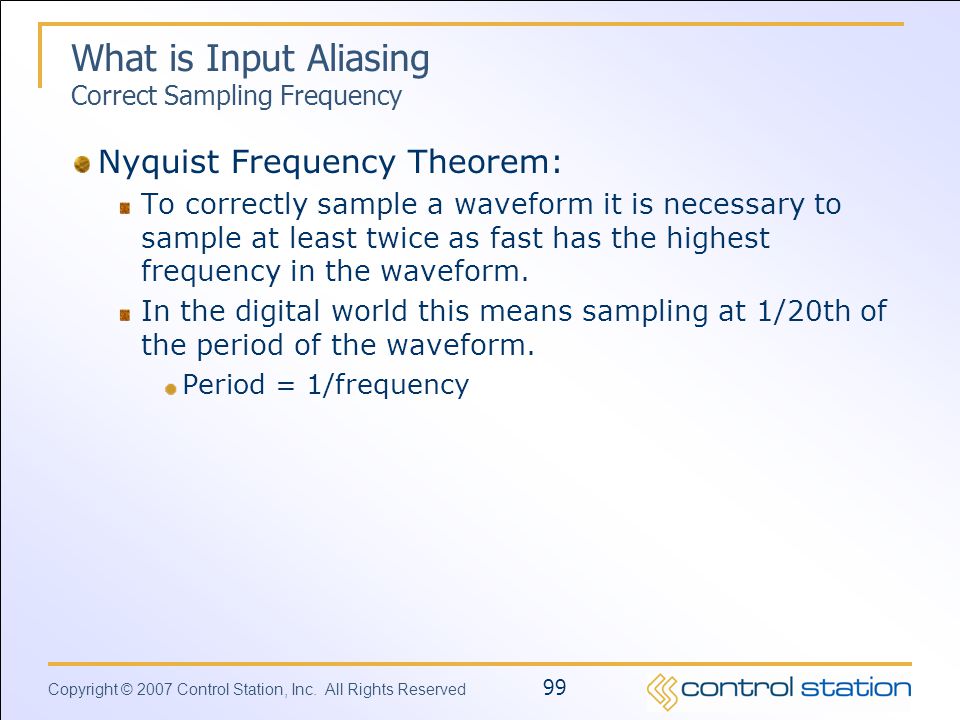What is Input Aliasing Correct Sampling Frequency