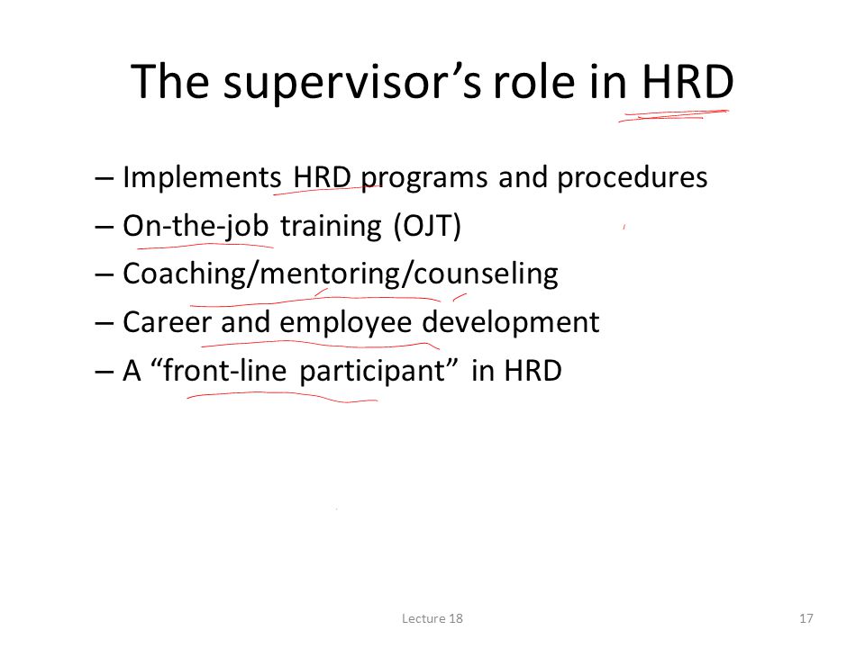 The supervisor’s role in HRD