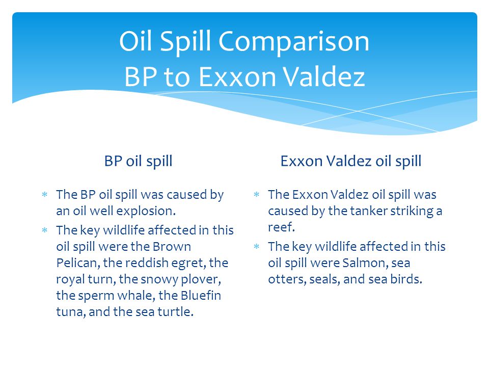 Oil Spill Comparison BP to Exxon Valdez