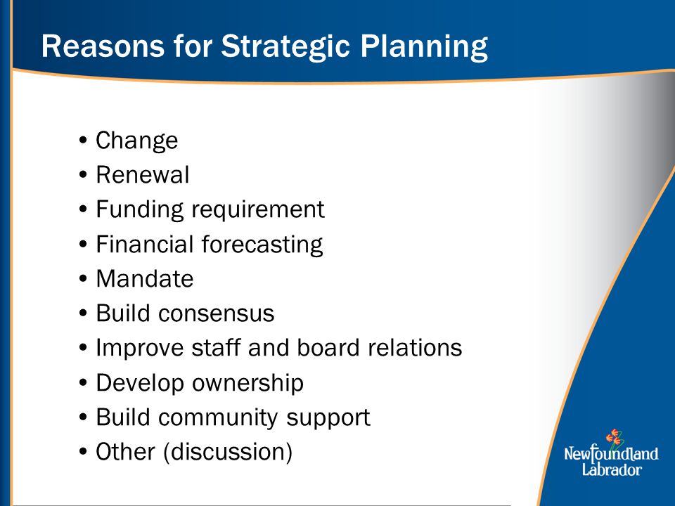 Reasons for Strategic Planning