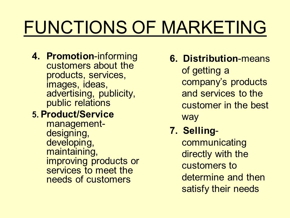 FUNCTIONS OF MARKETING